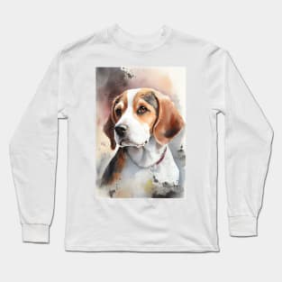 Watercolor Portrait of a Beagle Dog Long Sleeve T-Shirt